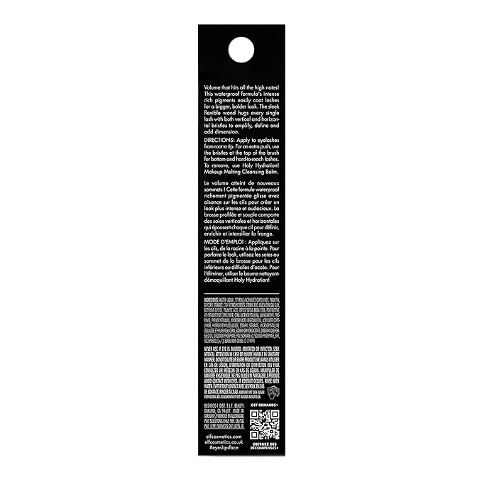 e.l.f. Lash It Loud Waterproof Mascara, Volumizing Formula For Mega Lashes, Creates Fuller & Bolder Eyelashes, Vegan & Cruelty-Free, Black