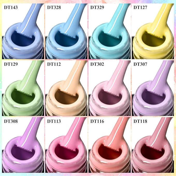 MEET ACROSS 12pcs Gel Nail Polish Set,Soak Off UV LED Lamp Gel Nail Polish Kit,Fashion Shimmer Nail Art Design Gifts for Women Manicure Salon (Makaron series)