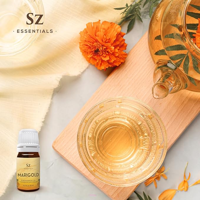 Marigold Essential Oil - aka. Calendula Officinalis - 100% Pure and Undiluted - Unlock The Precious Aroma of Real Marigold - Therapeutic Grade & Versatile Usage - 0.17oz-VivaGrace Women