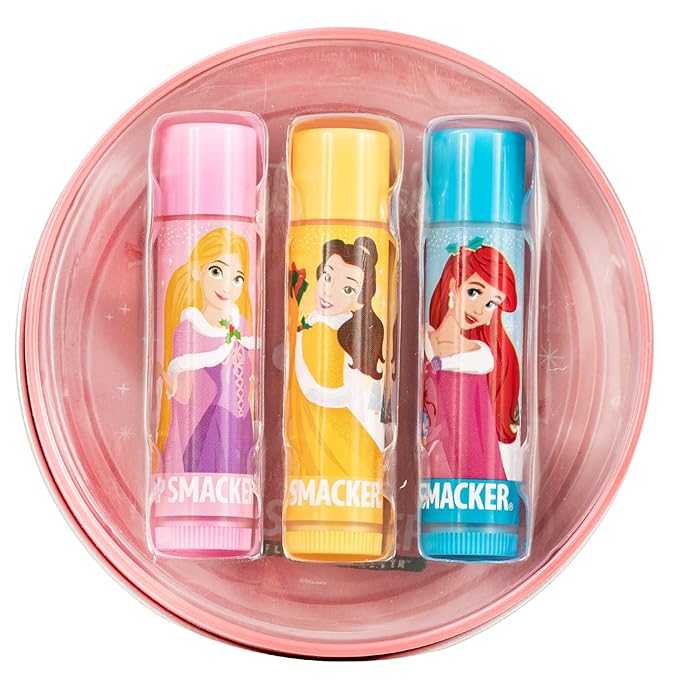 Lip Smacker Disney Princess Lip Balm Tin Trio Rapunzel, Belle, Ariel-VivaGrace Women