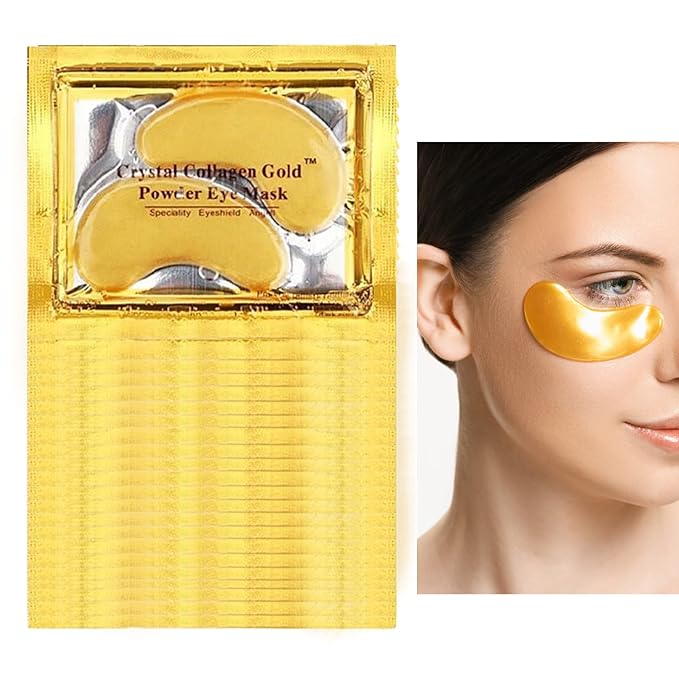 30 Pairs 24K Gold Under Eye Patches,Crystal Collagen Under Eye Mask,Puffy Eyes and Dark Circles Treatments,Moisturising&Hydrating Under Eye Patch Pads for Reducing Fine Lines Eye Bags(Gold)-VivaGrace Women