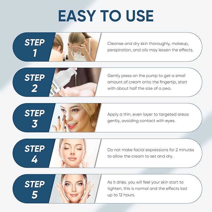 Instant Face Lift Cream, Temporary Skin Tightening Cream with Hyaluronic Acid, Visibly Firming Loose Sagging Skin for Face and Neck in 2 Minutes, Smooth Fine Lines and Wrinkle-VivaGrace Women