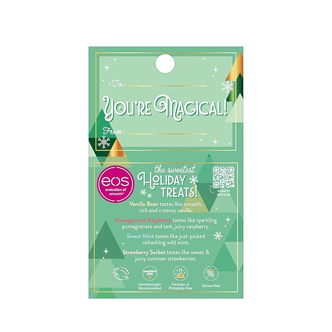 EOS Limited Edition Holiday Lip Balm Variety Pack, 100% Natural & Organic, All-Day Moisture, Made for Sensitive Skin, 0.14 oz, 4-Pack, Clear-VivaGrace Women
