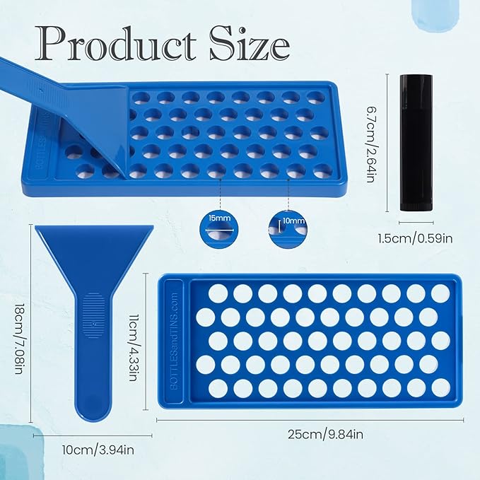 RONRONS Lip Balm Crafting Kit, Professional Lipsticks Filling Tray with 50 Small Holes and Spatula, Easy to Fill 50 Pieces Lipstick Tubes Containers for Business Gifts, Blue-VivaGrace Women