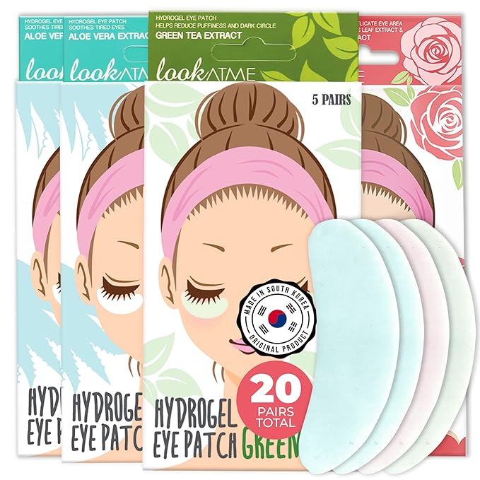 Under Eye Patches for Dark Circles and Puffiness (20 Pairs) - Korean Skin Care Caffeine Collagen Eye Patches for Puffy Eyes -Hydrogel Eye Patch - Under Eye Mask - Aloe Vera Rose Green Tea Gel Eye Pads-VivaGrace Women