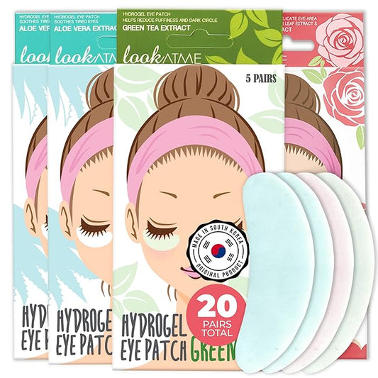 Under Eye Patches for Dark Circles and Puffiness (20 Pairs) - Korean Skin Care Caffeine Collagen Eye Patches for Puffy Eyes -Hydrogel Eye Patch - Under Eye Mask - Aloe Vera Rose Green Tea Gel Eye Pads-VivaGrace Women