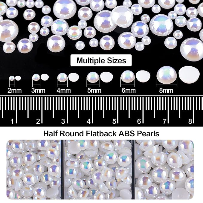 Flat Back Rhinestone+Half Round Pearl Kits Colorful Rhinestones+White AB Pearls With Picker Pencil And Tweezer For Home DIY And Professional Use-VivaGrace Women