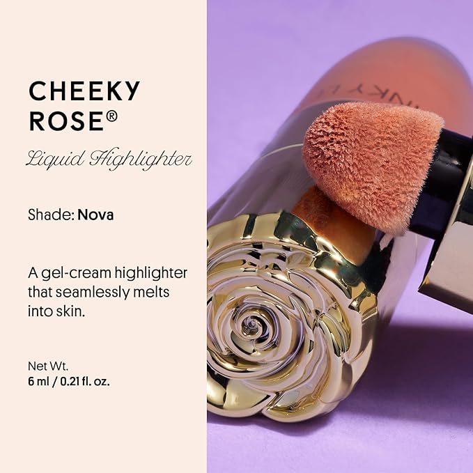 Winky Lux Cheeky Rose Liquid Highlighter, Gel Cream Blush Wand, Blendable & Buildable Pigment, Long Lasting Weightless, Nova-VivaGrace Women