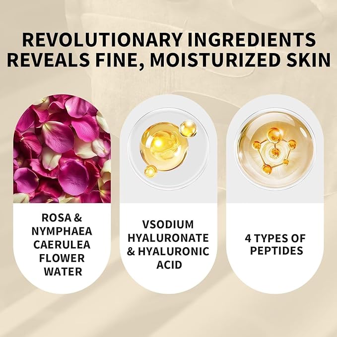 Firming and Moisturizing Sheet Face Masks ((Pack of 10)) with Hyaluronic Acid and Peptides, Reduce Fine Lines and Wrinkles, Hydrating & Anti-Aging Spa Face Mask, Facial Skin Care-VivaGrace Women