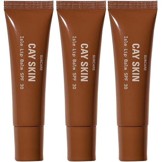 Cay Skin Isle Lip Balm SPF 30 – High Shine, Hydrating + Sheer Lip Gloss in Vanilla Brown Sugar Flavor – Formulated with Natural Ingredients for All Skin Tones – 3-Pack, Clear-VivaGrace Women