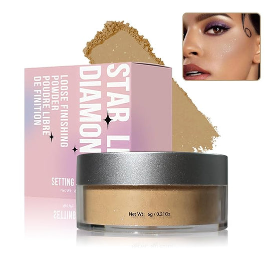 Oil Control Loose Powder Makeup Translucent Setting Powder Shimmer Long Lasting Lightweight Polvo Traslucido Maquillaje Para Mujer Face Powder Makeup - 03 Dark Complexion Shimmer-VivaGrace Women
