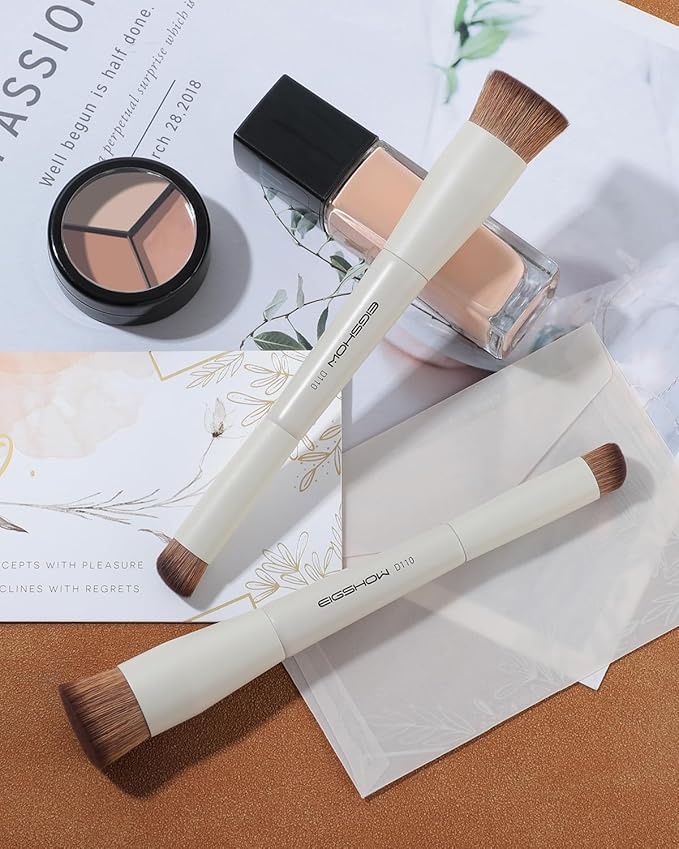 EIGSHOW Foundation and Concealer Brush, Dual Ended Makeup Brush For Flawless Foundation Coverage, Under Eye Concealer, Vegan & Cruelty-free (D110-Beige)-VivaGrace Women