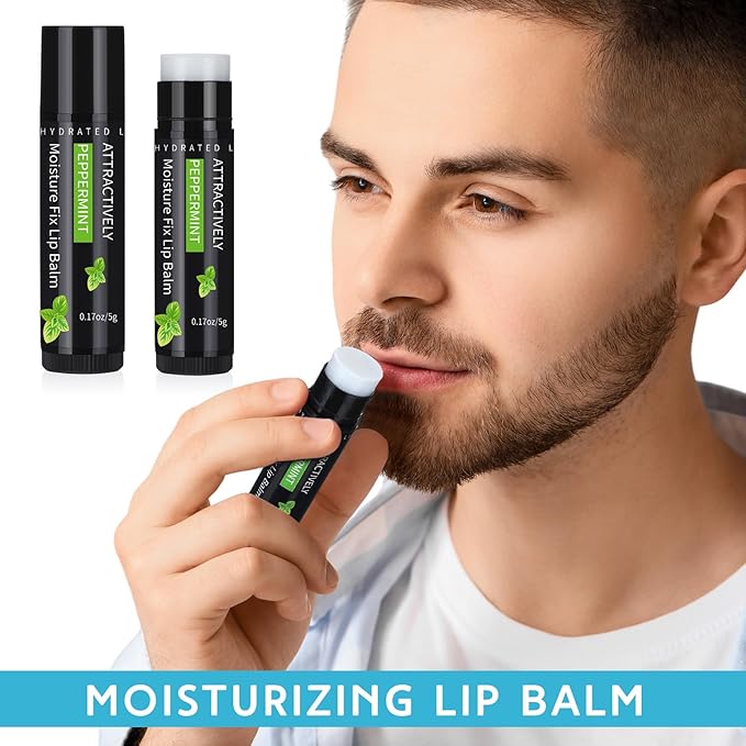 4 Pcs Lip Balm with Gift Box for Men Raffia Grass Organic Natural Beeswax Lip Balm for Father's Day Gifts Women Adults Teens Dry Chapped Lips Care Product-VivaGrace Women