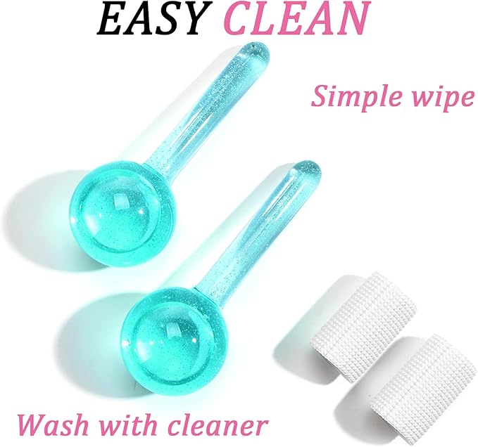Ice Globes for Facials- Freezer Free Face Rollers with Essence for Daily Beauty Routines, Skin Massagers Globes Durable Quartz Glass for Reduce Puffiness Skin Cooling (Update Green)-VivaGrace Women