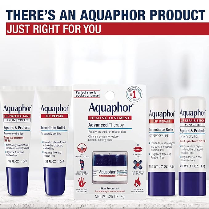 Aquaphor Lip Repair Ointment - Long-lasting Moisture to Soothe Dry Chapped Lips - .35 fl. oz. Tube (Pack of 2)-VivaGrace Women