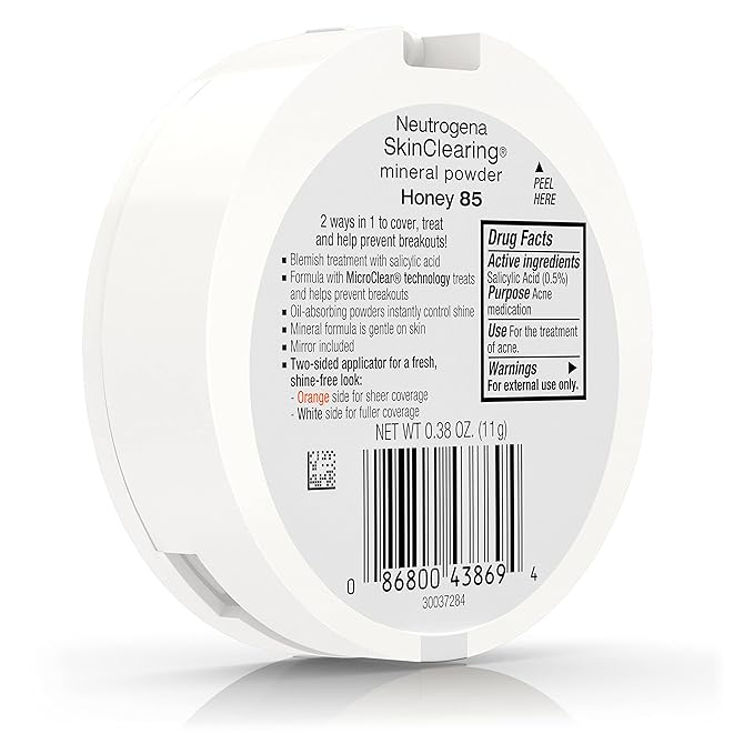 Neutrogena SkinClearing Mineral Acne-Concealing Pressed Powder Compact, Shine-Free & Oil-Absorbing Makeup with Salicylic Acid to Cover, Treat & Prevent Acne Breakouts, Honey 85,.38 oz-VivaGrace Women