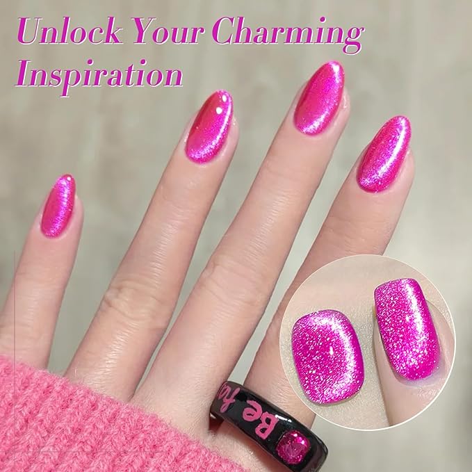 Born Pretty Cat Magnetic Eye Gel Nail Polish Spring Summer Neon Shimmer Glitter Holographic Cat Magnetic Eye Gel Crystal Glass Cat Magnetic Gel Polish Nail Art Manicure DIY at Home 6PCS-VivaGrace Women