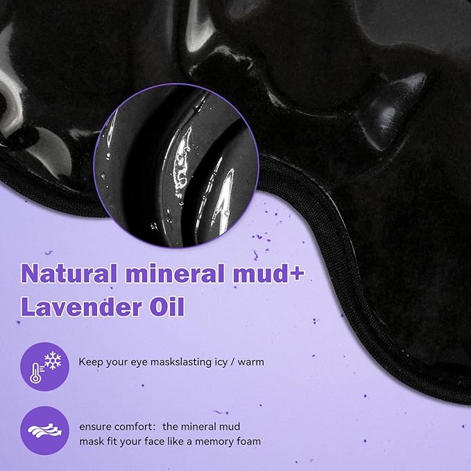 Cooling Gel Eye Mask Reusable Cold Eye Mask, Frozen Eye Mask Ice Eye Compress Ice Pack, No Freeze, Cool Relaxation, Comfort Snug Fit, Eye Cover Ice Mask with Mineral Mud for Office, Home, 2PCS-VivaGrace Women