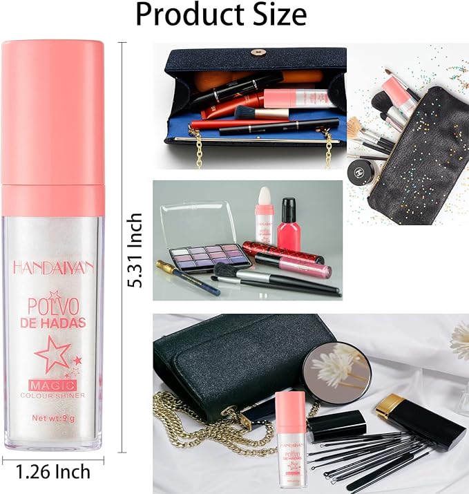 Polvo De Hadas - Body Glitter Highlighter Powder Fairy Stick for Makeup Shimmer and Shine High Gloss Blush Contour Powder Makeup - 3 Colors Sparkle Patting Powder For Hair Face Eyes Body-VivaGrace Women