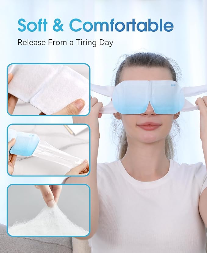 LC-dolida 14 Packs Steam Eye Mask, Hyaluronic Acid Formula Auto Heated Eye Mask for Dry Eyes SPA Warm Sleep Eye Mask Cornea Care Rest Self Heating Eye Mask Business Trip Party Favors Supplements-VivaGrace Women