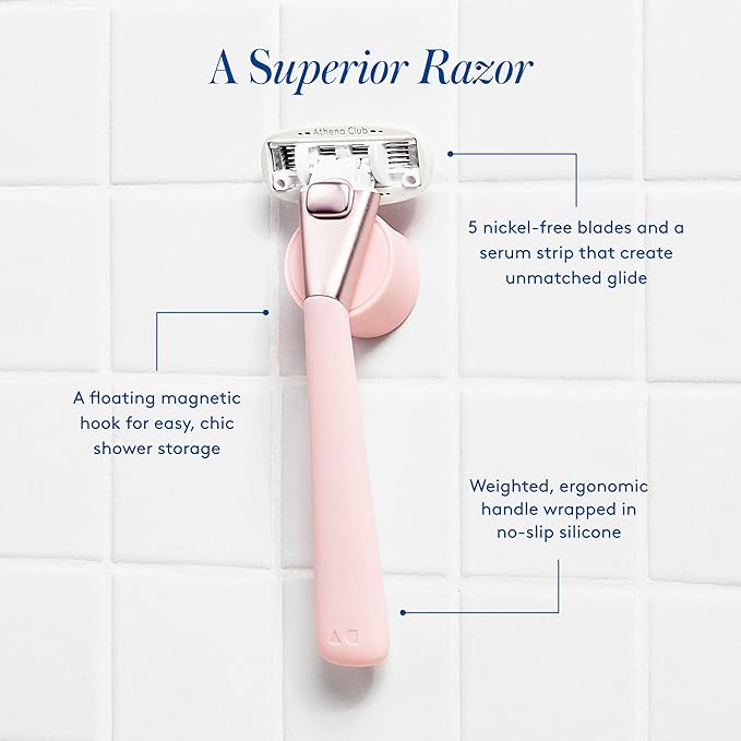 Women's Razor Shave Kit, 1 Rose Razor Handle + 6 Blade Refills-VivaGrace Women