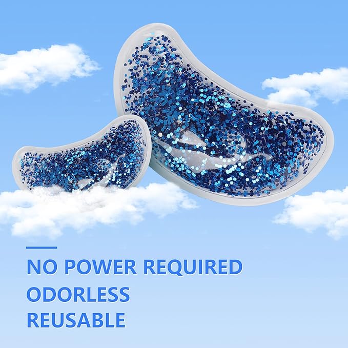 Eye Gel Ice Pack, Reusable Gel Eye, Eye Cooling Pad Hot Cold Eye Patch, Under Eye Patches to Relieve Tired Eyes, Dark Circles(Blue)-VivaGrace Women