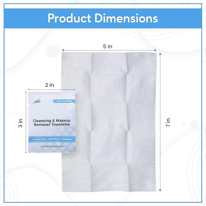 Cleansing & Makeup Remover Towelette with Vitamin E – Alcohol-Free Heavy Face Cleansing Wipes – Exfoliating Makeup Remover Wipes – Biodegradable & Eco Friendly Make up Remover Face Wipes - Pack of 250