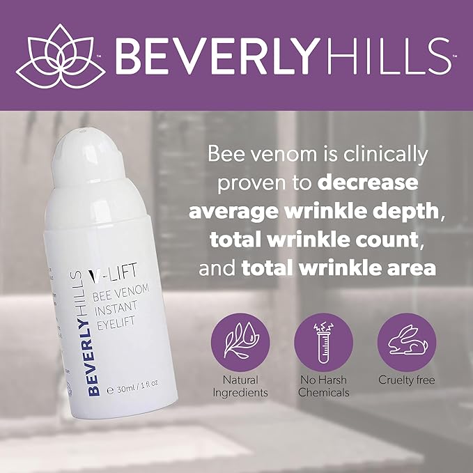 Beverly Hills V-Lift Instant Eye Lift and Eye Tuck Bee Venom Serum for Puffy Eyes, Dark Circles, Wrinkles, and Under Eye Bags Treatment for Women and Men | 30mL (120 Day Supply)-VivaGrace Women