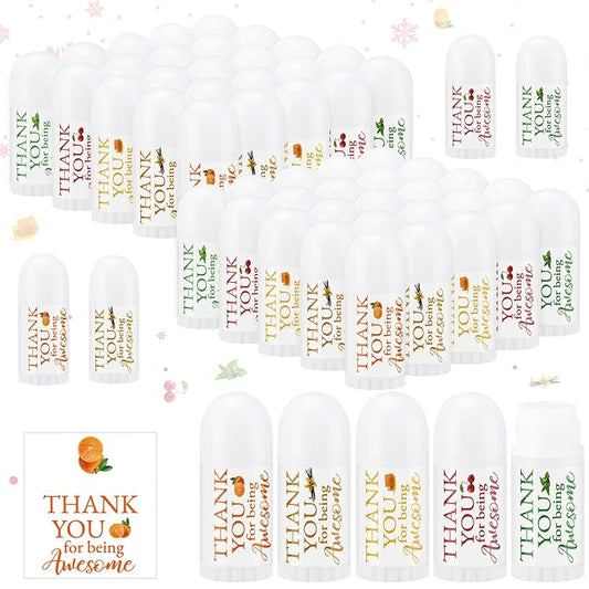 50 Pcs Thank You Gifts Mini Lip Balm Pack Lip Moisturizer Assorted Flavors Dry Lip Care Products for Teacher Baby Shower Coworkers Friend-VivaGrace Women