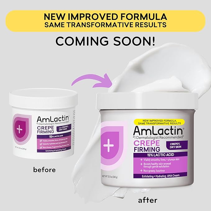AmLactin Crepe Firming Cream - 12 oz Body Cream with 15% Lactic Acid - Exfoliator and Moisturizer for Crepey, Dry Skin (Packaging May Vary)-VivaGrace Women