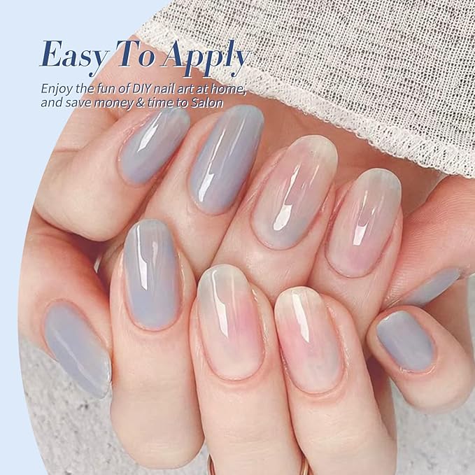 BORN PRETTY Jelly Blue Gel Nail Polish Set 6 Colors Translucent Light Blue Baby Blue Royal Blue Reflective Glitter Blue Nail Gel Kit Soak Off Nail Art Manicure Design Home Salon Holiday Gift-VivaGrace Women