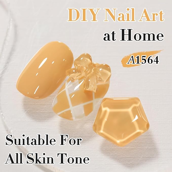 Double Rhythm 0.50 OZ Gel Polish Same Color Same Bottle Golden Round Translucent Hema Free Neutral Natural Milky 15 ML Jelly UV Polish Art DIY at Home (Earth Yellow-C1564)