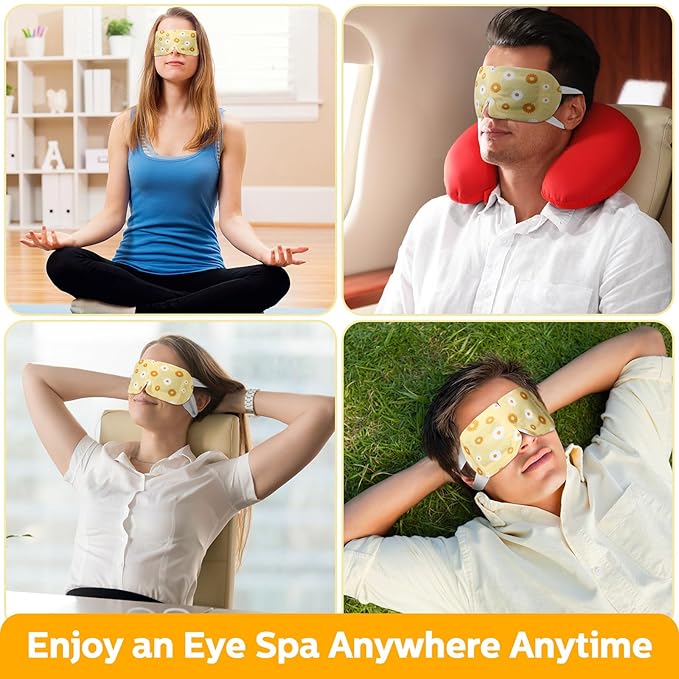 50 Packs Steam Eye Mask for Dry Eyes Spa Warm Sleep Eye Mask Self Heating Disposable Eye Masks for Home Office Travel Eyestrain Relieve (Chamomile Scent)-VivaGrace Women