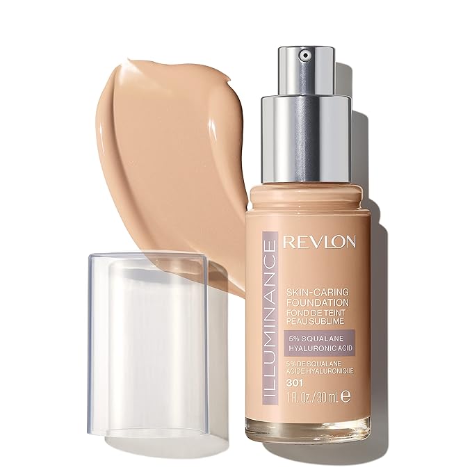 Revlon Illuminance Skin-Caring Liquid Foundation, Hyaluronic Acid, Hydrating and Nourishing Formula with Medium Coverage, 301 Cool Beige (Pack of 1)-VivaGrace Women