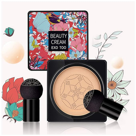 Mushroom Head Air Cushion CC Cream Foundation, Beauty Cream Exo Too BB Cream, Moisturizing, Long Lasting, Matte Concealer, Light Weight, WaterProof Liquid Foundation with 2PCS Mushroom Head-VivaGrace Women