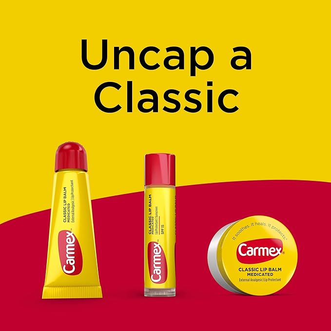 Carmex Classic Medicated Lip Balm Pack, Lip Moisturizer for Chapped Lips, 7 Count (6 Tubes and 1 Stick)-VivaGrace Women
