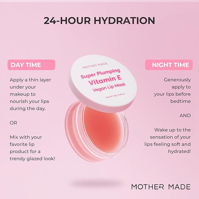 Natural Plumping Vitamin E Lip Mask 2EA | Hydrating Lip Moisturizer For Soft, Smooth, Plump Lips, Infused with Natural Oils, Organic Shea Butter, Collagen, Korean Skincare, Lip Gloss-VivaGrace Women