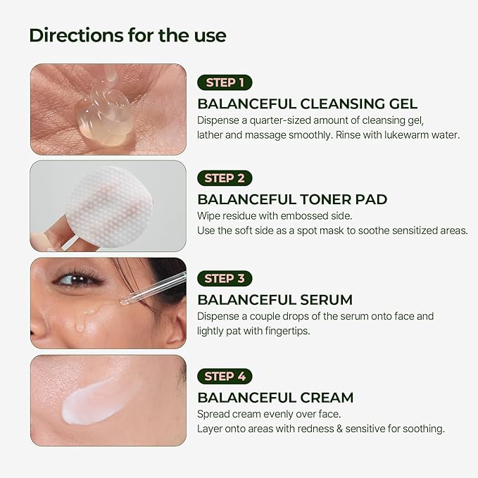 Torriden BALANCEFUL Cica Trial Kit, Gotu Kola Infused Daily Skincare Kit - 4 Step Regimen with Cleansing Gel, Toner Pad, Serum, and Cream | Vegan, Hypoallergenic Korean Skin Care-VivaGrace Women