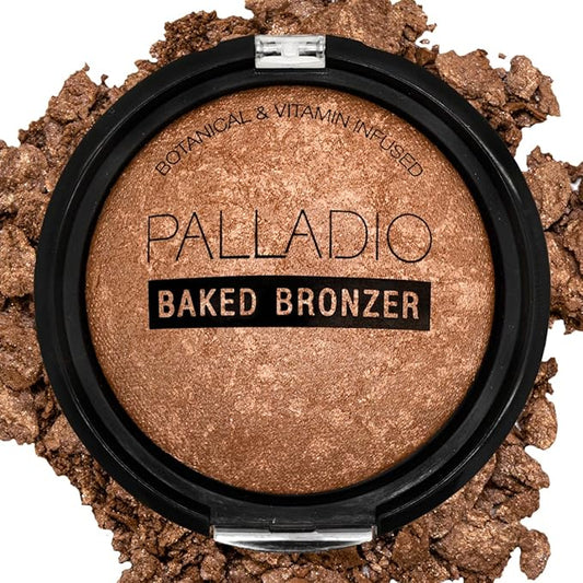 Palladio Baked Bronzer, Highly Pigmented and Easy to Blend, Shimmery Bronzed Glow, Use Dry or Wet, Lasts all day long, Provides Rich Tanning Color Finish, Powder Compact, Illuminating Tan-VivaGrace Women