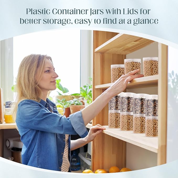 SATINIOR 24 Pieces Empty Clear Plastic Jars with Lids Round Storage Containers Wide Mouth for Beauty Product Cosmetic Cream Lotion Liquid Butter Craft and Food (Clear Lid,16 oz)-VivaGrace Women