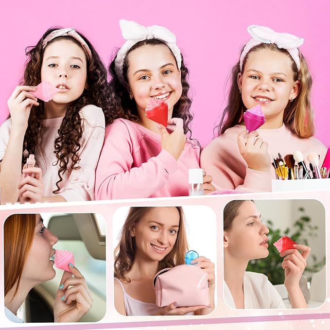 48 Pcs Ice Cream Party Decorations Lip Balm New School Classroom Gift for Preschool Toddler Back to School Exchange Party Favors Fruit Taste Lip Care Gift Birthday Gift Moisturizing Lip Balms-VivaGrace Women