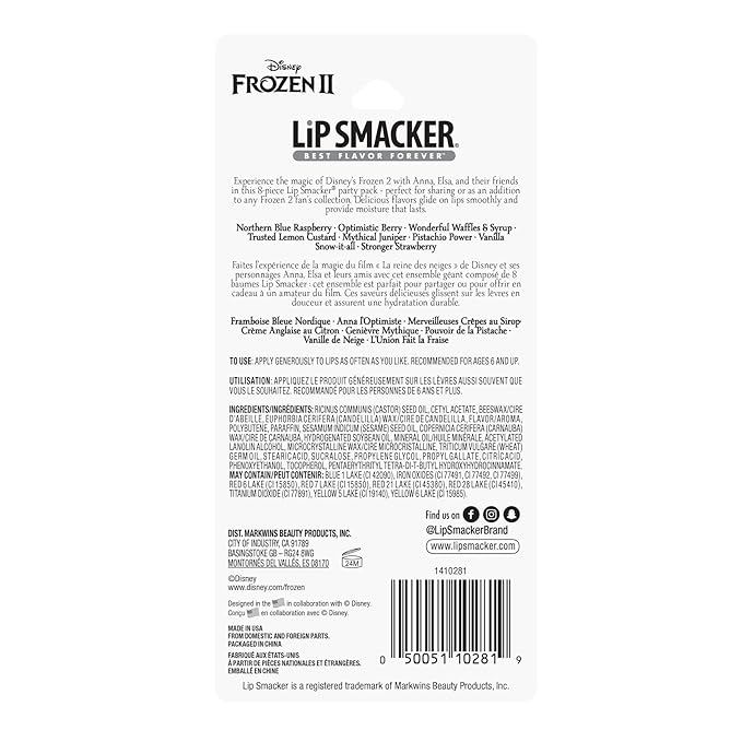 Lip Smacker Disney Frozen 2 Flavored Lip Balm Party Pack 8 Count, Clear, For Kids-VivaGrace Women