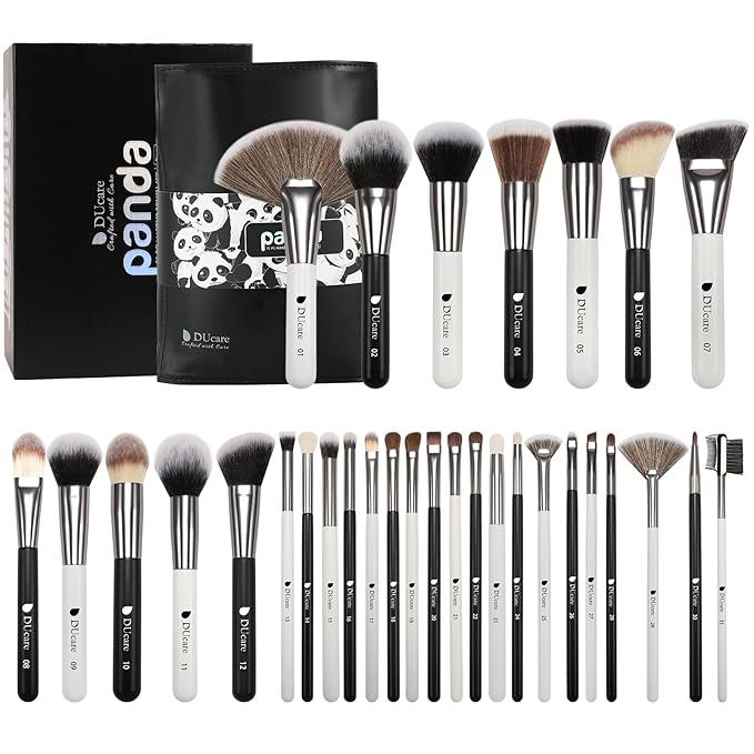 DUcare Professional Makeup Brushes 31Pcs Panda Series Makeup Brush Set Kabuki Foundation Blending Face Powder Blush Concealers Eye Shadows With Leather Case Organizer-VivaGrace Women
