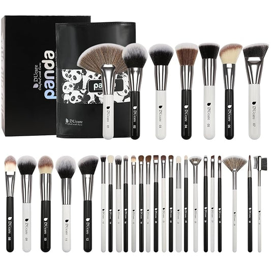 DUcare Professional Makeup Brushes 31Pcs Panda Series Makeup Brush Set Kabuki Foundation Blending Face Powder Blush Concealers Eye Shadows With Leather Case Organizer-VivaGrace Women