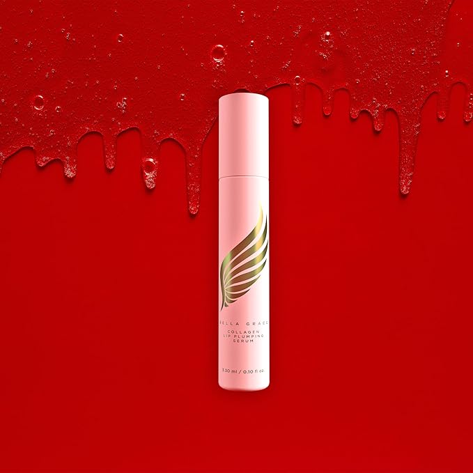 Bella Grace Vegan Collagen Lip Plumper Serum, Vitamin E, Peptides, Hydrating Lip Care Fuller Plumper Looking Lips, Supports Wrinkles, Fine Lines, Elasticity, Paraben, Sulfate & Cruelty Free, 0.1 fl oz-VivaGrace Women