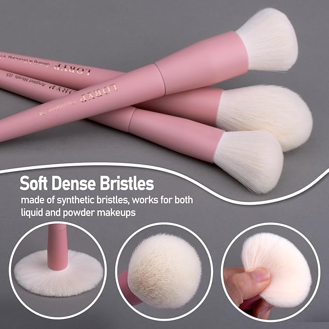 LORYP Makeup Brushes Set Labeled 18 Piece Face and Eye Brush Set Ultra soft hair Foundation, Concealer, Blush, Contour, Blending, Eyeshadow Pink Brush kit-VivaGrace Women