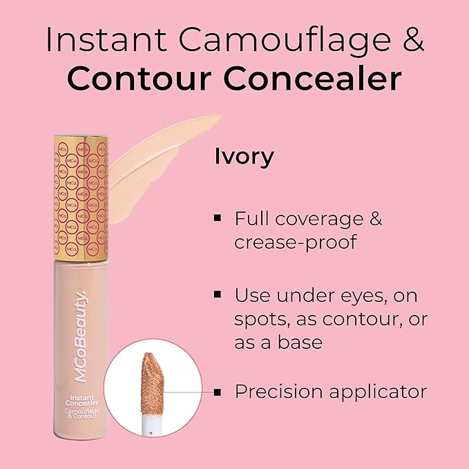 MCoBeauty Instant Concealer Camouflage & Contour, Ivory, Perfecting Contour with Flawless Coverage, Vegan, Cruelty Free Cosmetics-VivaGrace Women