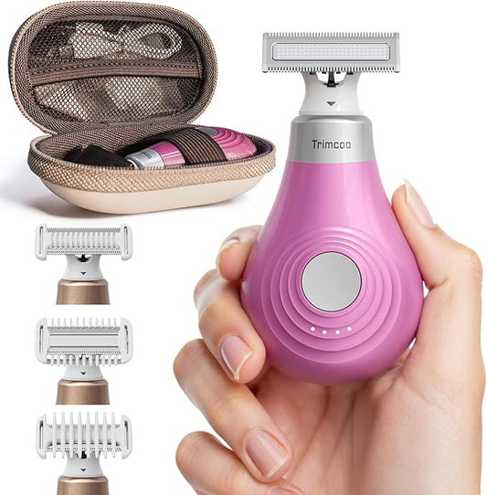 Mini Bikini Trimmer for Women - Intimate Pubic Hair Removal, Electric Body Groomer, Small Portable Wet/Dry Shaver, Magnetic Blade, USB-C Rechargeable with Travel Case, Easy to Clean (Pink)-VivaGrace Women