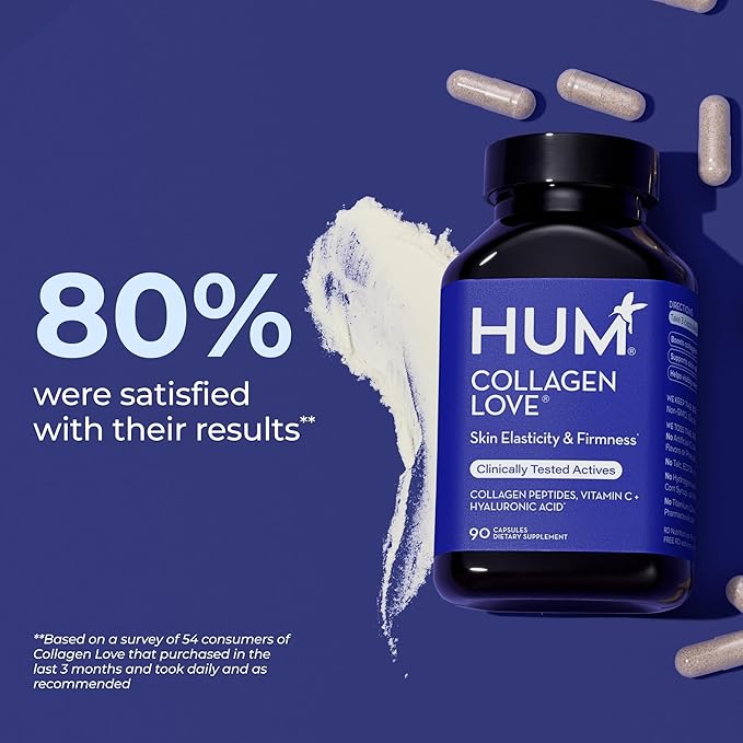 HUM Collagen Love Skin Supplement - Collagen Peptides w/Hyaluronic Acid & Vitamin C, Supports Firm Skin & Helps Minimize Signs of Aging - Supplements for Women and Men (90-Count)-VivaGrace Women