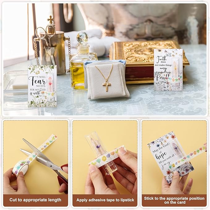 12 Sets Christian Lip Balms with Inspirational Bible Verse Card Bulk Gifts for Women Flower Sign Taste Lip Balm with Tag for Employee Coworker Teacher Family Church Wedding Favor-VivaGrace Women